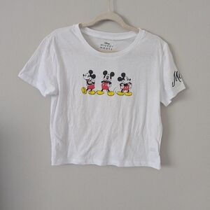 Disney White Mickey Mouse Graphic Crop Sz L